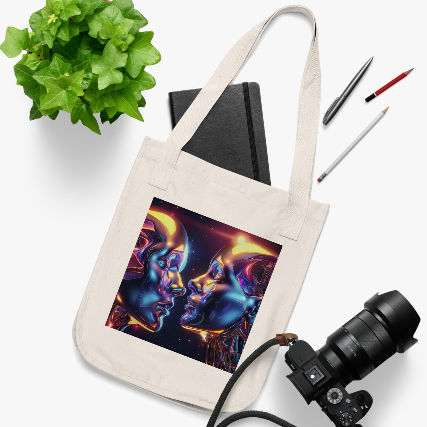 annu Logo + LOVE album art - two-sided organic canvas tote bag