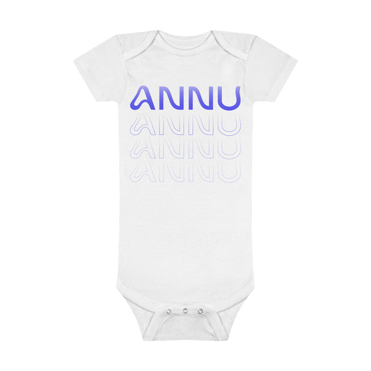 annu repeating logo baby onesie - organic